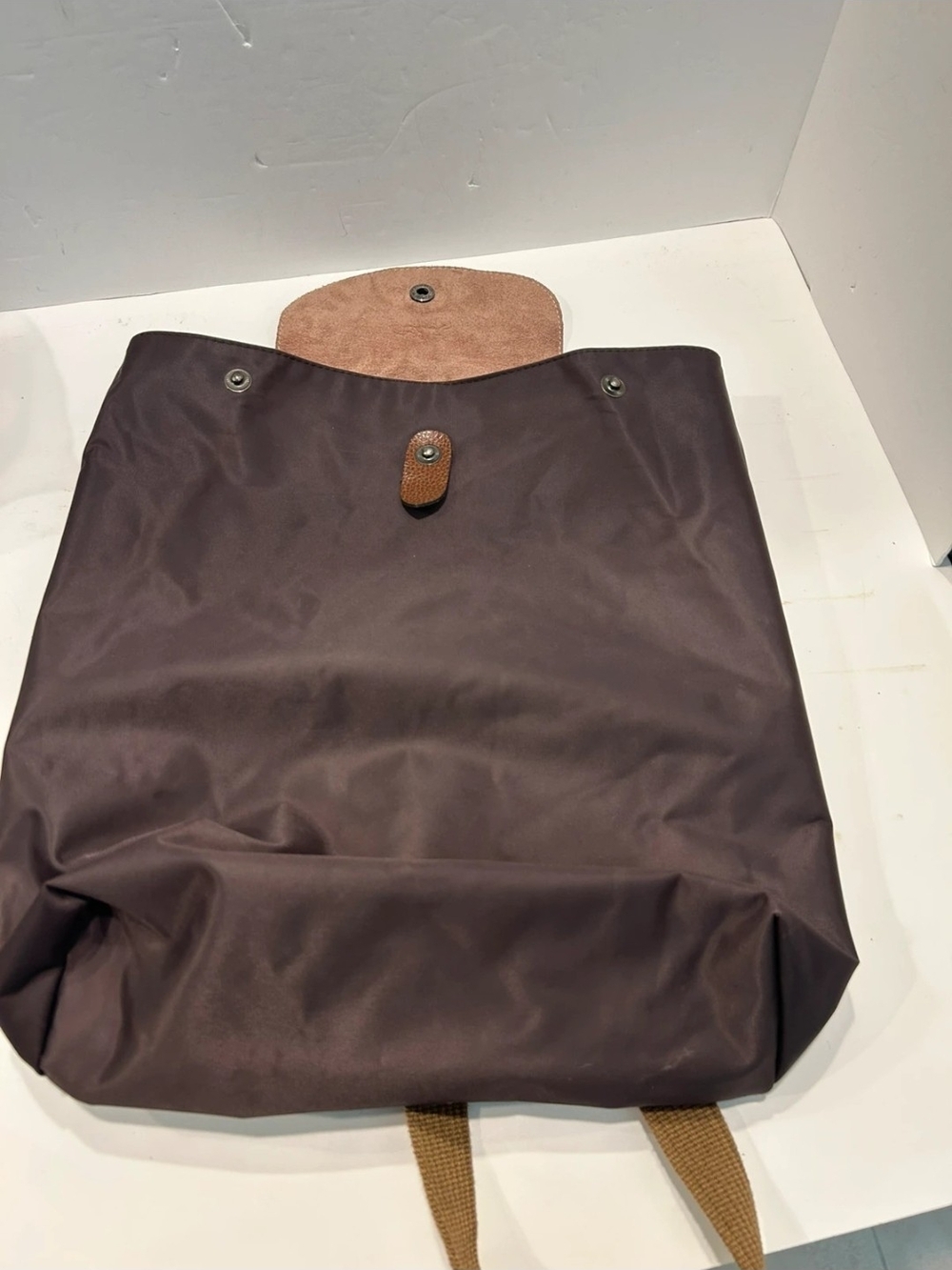Longchamp Le Pliage Original Nylon & Leather Backpack in Dark Brown - Picture 8 of 10